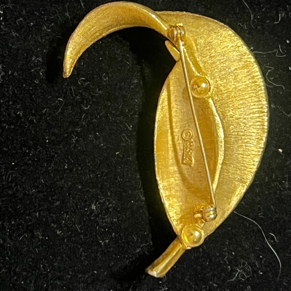 Vintage BSK Signed Gold Tone Leaf Brooch Pin - Picture 5 of 6